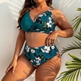 thumbnail image 4 of QUNYINEY Plus Size Womens Bikini Swimsuits High Waisted Floral 2 Piece Swimwear Push Up Triangle V Neck Swimsuit Sets, 4 of 9