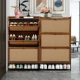 thumbnail image 4 of YOCWO Shoe Storage Cabinet with Flip Drawers for Entryway, Shoe Rack Organizer with Open Shelf, Walnut, 4 of 10