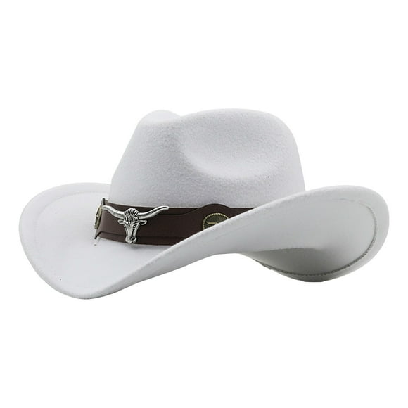 iHPH7 Cowboy Hat Sun Hats for Men Western Hats for Men Western Accessories Cowboy Hat with String, White M