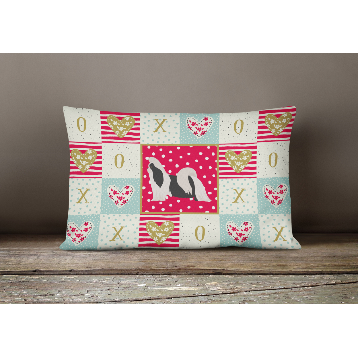 Carolines Treasures CK5843PW1216 Imperial Shih Tzu Love Canvas Fabric Decorative Pillow, Red, 12H x16W, multicolor