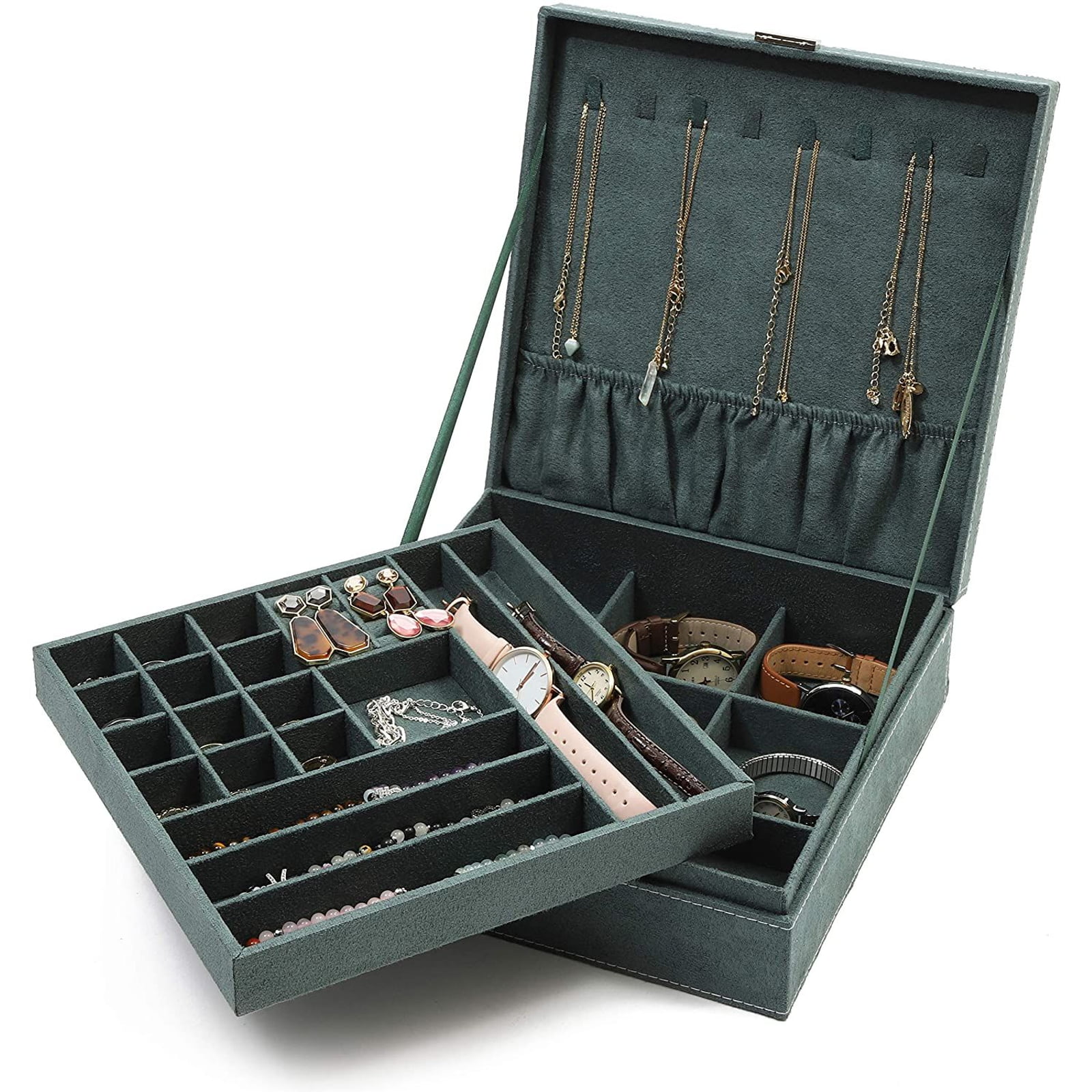 Details about   NEX 2-Layer Jewelry Box Organizer Jewelry Display Storage Case with Lock Black 