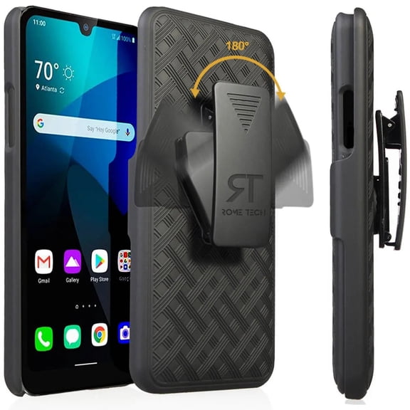 Rome Tech for LG K31 Shell Holster Combo Case with Kickstand and Belt Clip Black