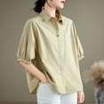 thumbnail image 2 of Camisetas de Algodón para Mujeres de Ajuste Suelto, Cuello en V Algodón Y Lino, Casual Suelto Camisa de Manga Corta, 2 of 8