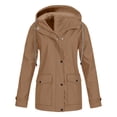thumbnail image 1 of LOVZFMLL Jackets for Women Solid Jackets Outdoor Plus Size Drawstring Zipper Hooded Raincoat Windproof Coat With Pocket, 1 of 5