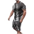 thumbnail image 2 of UVEASISHA Mens Workout Sets 2 Piece,Casual Short Set for Men Tie Dye Print Tracksuit Outfit Summer Short Sleeve Tshirt Shorts Sweatsuit Big and Tall Casual Sport Sets, 2 of 5