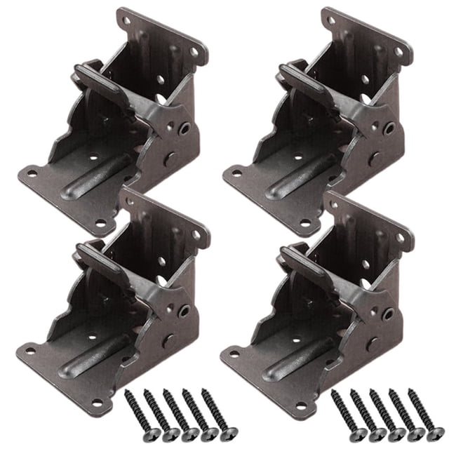 Table Leg Folding Bracket - Pack of 4 90° Foldable Self-Lock Hinges Complete with 10 Screws Sturdy Hardware for Table Extensions Space-Saving & Easy-to-Install