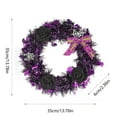 thumbnail image 3 of Halloween Black Rose Wreath with Twigs & Artificial Flowers - Festive Door Hanging Decor for Wall Decorative Holiday Rattan Wreath Door Porch Window Party Hanging Decor, 3 of 6