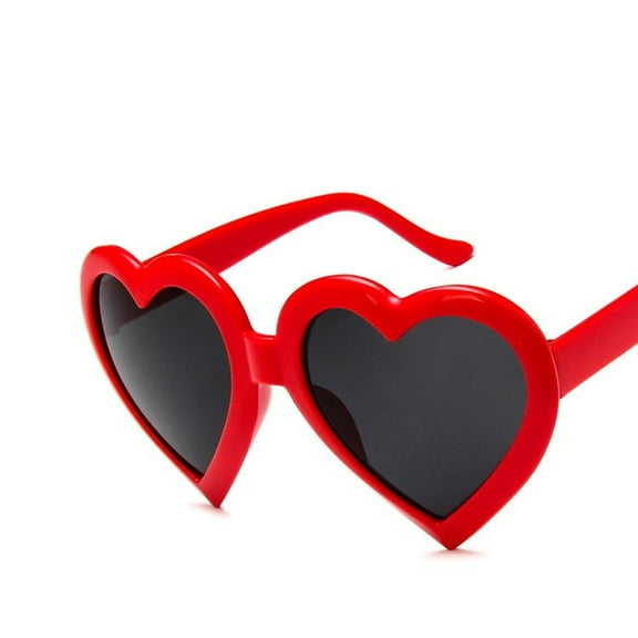 Kids Heart Shaped Sunglasses Children's Trendy Eyewear Full Rim Frame Fashion Accessories Bright Red Pink and Black