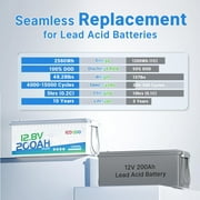 Redodo 12V 200Ah PLUS Lithium LiFePO4 Battery Max 2560W Power Output 200A BMS Protection 4000-15000 Deep Cycles Perfect for Home Applications, RV, Marine, Solar Panel Chargeable