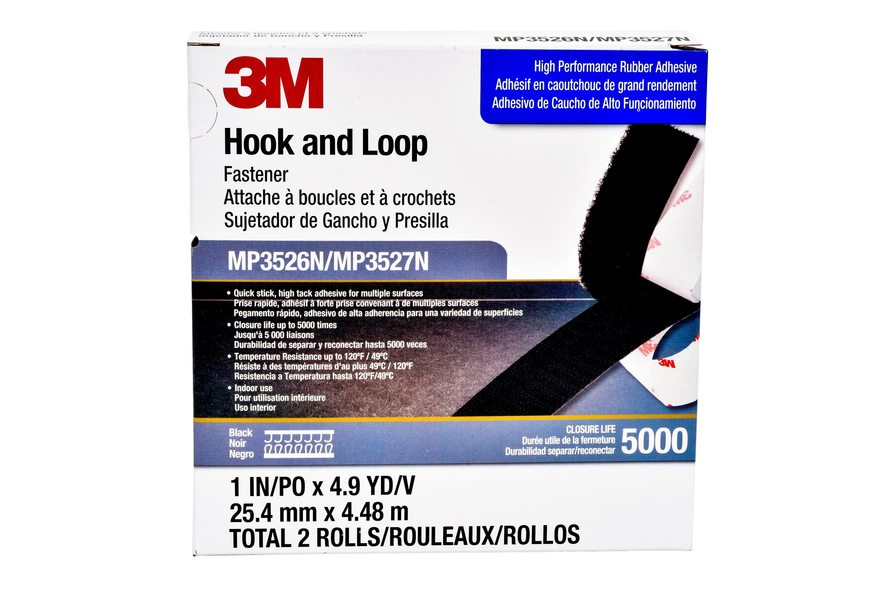 GOHOOK 2 Inch Adhesive Black Hook and Loop Tape - 5 Yards Heavy