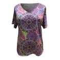 thumbnail image 3 of Summer Tops for Women 2025 Women's Casual Loose Round O-Neck Printed Short Sleeve T-Shirt Tops, 3 of 6