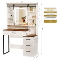 thumbnail image 3 of Bifanuo Farmhouse Vanity Desk with Mirror, LED Lights and Power Outlet, Makeup Vanity Table with 4 Drawers and 6 Storage Shelves, Girls Dressing Table for Bedroom Dressing Room, 3 of 8