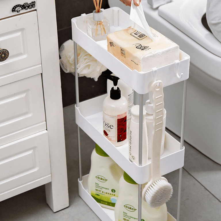 Bathroom Countertop Organizer, Vanity Tray Cosmetic & Makeup Storage  Kitchen Spice Rack Standing Shelf, White, Style 1 