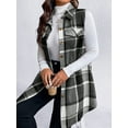 thumbnail image 5 of Cuteduck Womens Plus Size Sleeveless Plaid Vest Wool Blazer Jackets Cardigan Outerwear Fall Winter Tops 1X-4X, 5 of 6