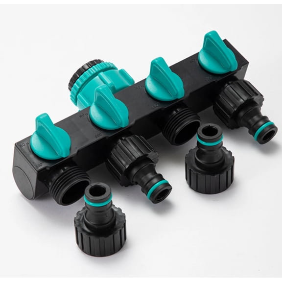 4-Way Water Splitters 1" to 3/4" to 1/2" Thread European Standard Thread Garden Irrigation Watering Connector Fittings Valve