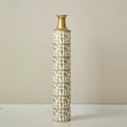 thumbnail image 6 of Metal Floor Vase, Tall Floor Vase with Gold Twig Pattern, Antique White Finish (Set of 3), 6 of 7