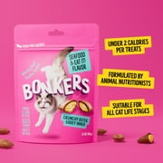 BONKERS Bites Seafood & Eat It Flavor Crunchy & Soft Treats for Cats, 3oz Bag