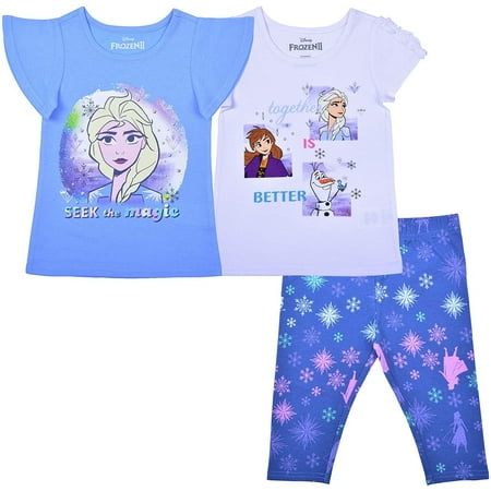

Frozen Elsa and Anna Girls 3 Piece 2 Short and Legging Set 4-6X