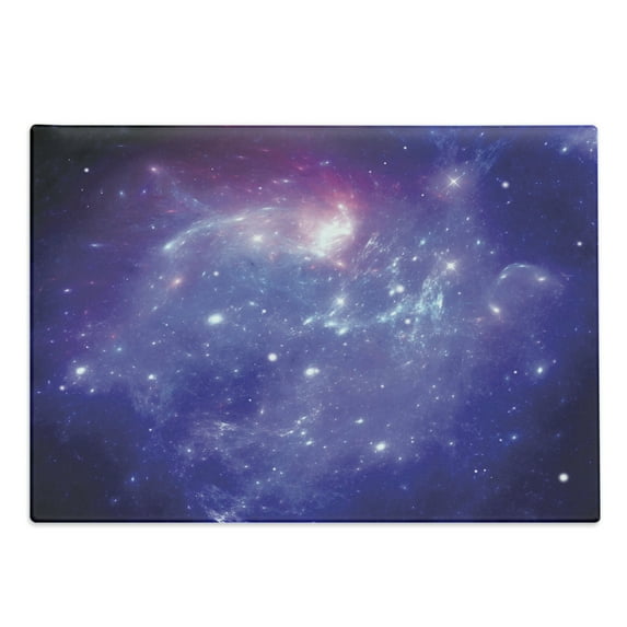 Outer Space Cutting Board, Nebula Gas Cloud Dust Spiral Expanse Planet Galaxy System Milky Way Inspired, Decorative Tempered Glass Cutting and Serving Board, Large Size, Navy Purple, by Ambesonne