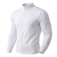thumbnail image 5 of Juorvia Compression Shirt Men Zip-Up Slimfitted Stretchy Mock Neck Athletic Workout Solid Color Tops(X-Large,White), 5 of 5