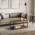 thumbnail image 2 of HOMCOM Industrial 2-tier Coffee Table with Storage Shelf, Rustic Brown, Wood Look Accent Furniture with Metal Frame, 2 of 10