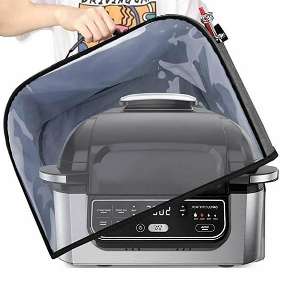 Indoor Grill Cover For Foodi Grill Ninja Ag300 Ag301 Ag302 Ag400 Waterproof Clear Front Panel Dust Cover With 2 Storage Pockets