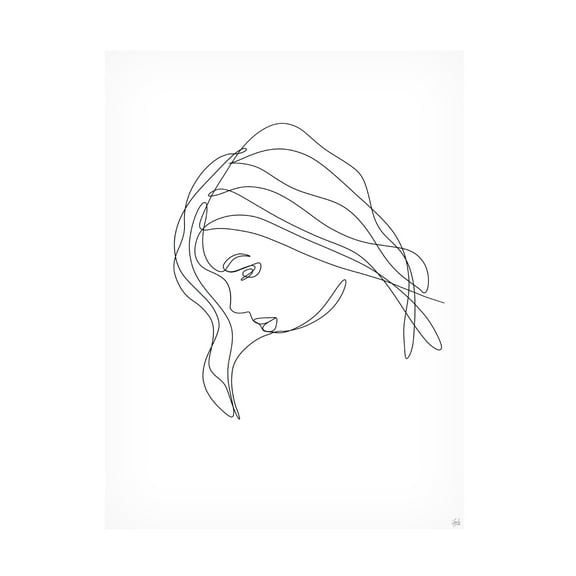 Canvas Wall Art - Line and Brush 'Line Lady Portrait 4' Wall Art for Living Room, Bedroom, or Office Décor by Trademark Fine Art - 14 x 19 Inches