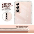 thumbnail image 4 of Clear Shockproof Case for Samsung Galaxy S22 with 2 Packs Tempered Glass Screen Protectors, 3 Layers in 1 Full Body Protection Hard PC Back and Front Cover + TPU Bumper Glitter Sparkle Sparkly, 4 of 14