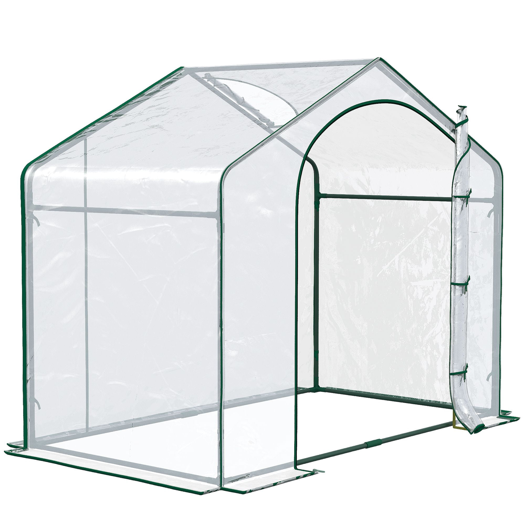 Portable Walk-in Greenhouse 6 x 3 x 6 with PVC Cover Steel Frame Garden Hot House Zipper Door Top Vent
