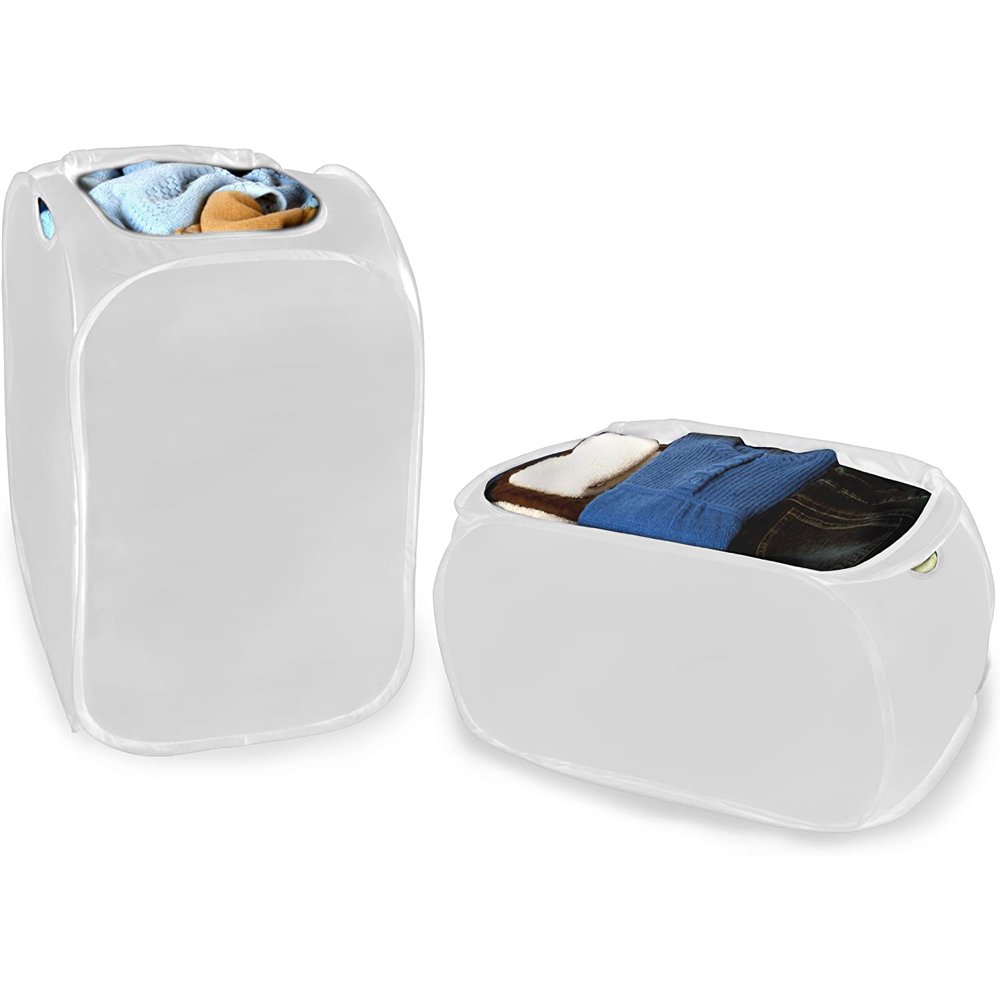 Smart Design Mesh PopUp Flip Laundry Hamper & Basket 2 in 1 w