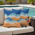 thumbnail image 5 of Outdoor Waterproof Pillow Covers Abstract Orange Blue Ocean Waves Decorative Throw Pillow Protectors,Pillowcase Cushion Cases for Patio Sofa Garden Couch,16x16in,Pack of 2, 5 of 14