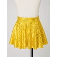 thumbnail image 3 of MSemis Kids Girls Metallic A-Line Mini Flared Pleated Skirt Hip Hop Dance Party Skirt for Girls Gold M, 3 of 7