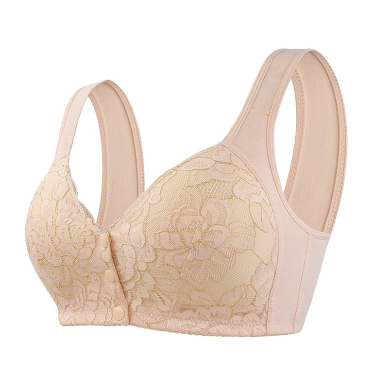 PMUYBHF Strapless Bras for Women Women's Comfortable and Sponge Cup Front  Buckle Middle and Old Age Tank Top with Lace Large Bra Strapless Bras for