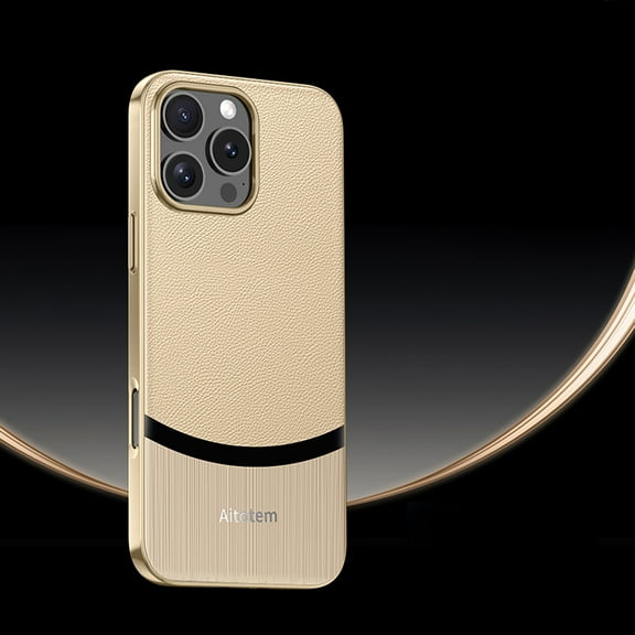 Case for iPhone 13, Anti-Slip Business PU Leather Shockproof Phone Case, Slim Anti-Fingerprint Lightweight Plating Bumper Protective Back Cover Compatible for iPhone 13, Gold