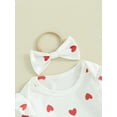 thumbnail image 6 of Elippeo Baby Girls 3Pcs Spring Outfits 3 6 9 12 18 24 Months Heart Print Romper + Suspender Skirt + Headband Set Newborn Clothes, 6 of 10