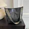 thumbnail image 4 of Bolso de hombro con correa ancha geométrica, bandolera de gran capacidad para mujer, estilo retro de piel sintética, para compras y viajes, 4 of 5
