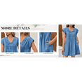 thumbnail image 2 of Summer Cap Sleeve Women Casual  Tie V Neck Loose Denim Mini Dress, 2 of 3