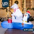thumbnail image 2 of Pesca inflable de osos polares con pingüinos de 6 pies con LED navideños, 2 of 9