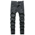 thumbnail image 1 of Pantalones largos para hombre, casuales, de mezclilla, de algodón, rectos, rotos, con agujeros, pantalones largos, pantalones para hombre, 1 of 8