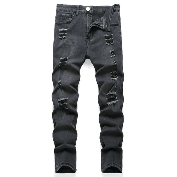 Jeans pour Hommes 2023 Classique Moto Décontracté Denim Coton Droit Déchiré Trou Pantalons Jeans Pantalons Pleine Longueur Pantalons Hommes Judy Jeans Bleus en Liquidation