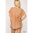 thumbnail image 4 of Textured Ruffle Sleeve Tunic Top With Back Keyhole M, 4 of 4