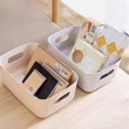 thumbnail image 2 of Desktop Storage Basket PP Cosmetic Storages Box Desktops Sundries Organizer with Handle for Household Medium Gray, 2 of 5
