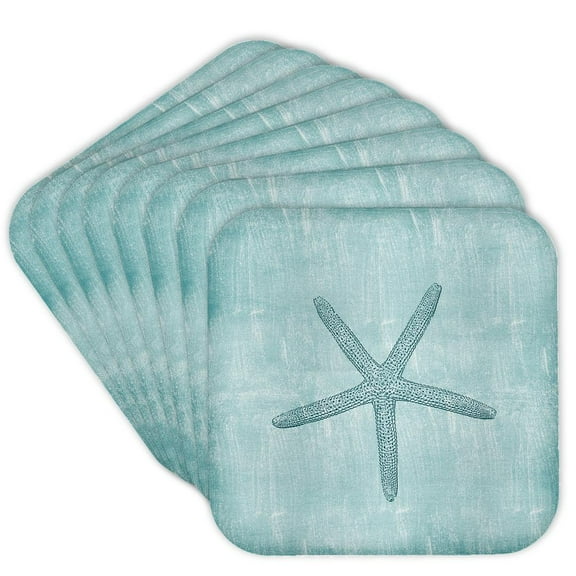 3drose, Aqua Starfish Abstract Beach Theme, Set of 8 Coasters - Soft