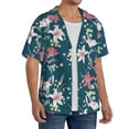thumbnail image 4 of Xecao offers the Lilies Flowers for Men's Casual Short-sleeved Shirt, a button-up collared shirt with a pocket, perfect for beach vacations and yacht travel in the 3X-Large size., 4 of 7