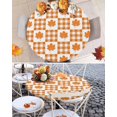 thumbnail image 6 of Round Fitted Tablecloths Fall Maple Leaf Orange Buffalo Plaid Waterproof Table Cover for Kitchen Dining Party Thanksgiving Watercolor Leaves,55"-60", 6 of 6