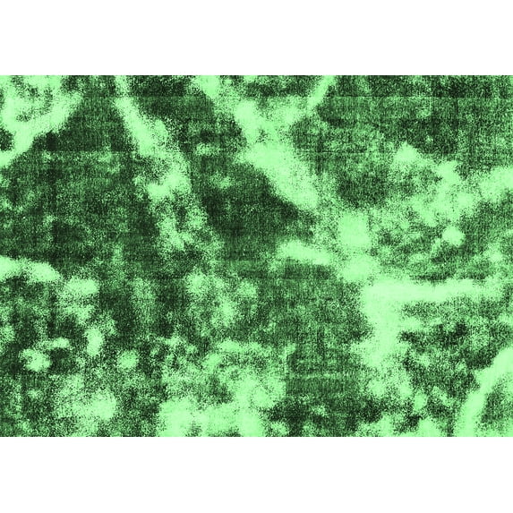 Ahgly Company Indoor Rectangle Abstract Emerald Green Modern Area Rugs, 8' x 12'