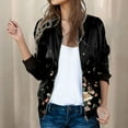 thumbnail image 2 of Siilsaa Women Jackets for Spring Women's Jean Jacket Frayed Washed Button Up Cropped Denim Jacket With Pockets Black,L, 2 of 5