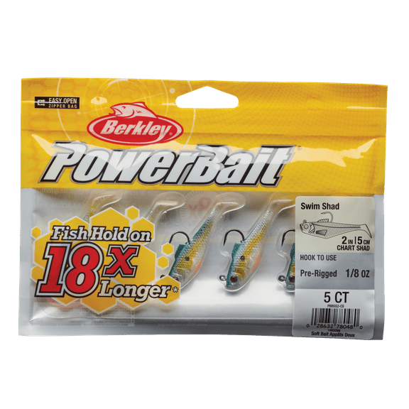 Berkley PowerBait Pre-Rigged Swim Shad Fishing Bait, Chartreuse Shad, 2in | 5cm