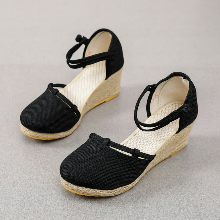 Luogenli Female Summer Lime Green Sandals for Women Dressy Summer Slope Heel Sandals Women Versatile Fashion Breathable Buckle Strap Sandals Women