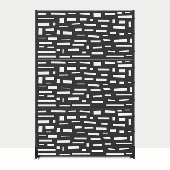 MAYEERTY 72"x47" Outdoor Privacy Screen, 3 Panels Freestanding Metal Room Dividers for Balcony Decorative, Black